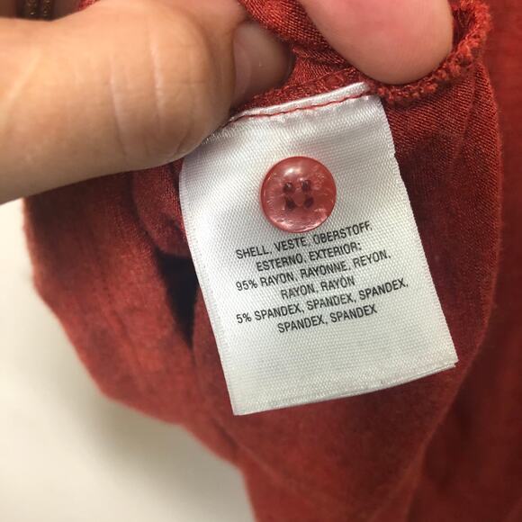 Anthropologie Vanessa Virginia Top Tie Front Rust Red Orange Tunic Tank Small - Picture 6 of 8